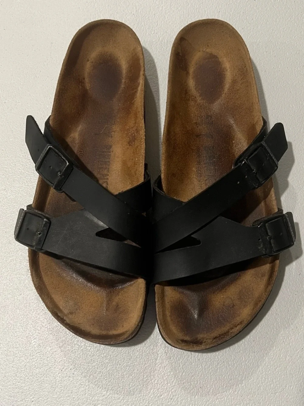 BIRKENSTOCK Black Double Strap Slide Sandals 11Womens 9 Men’s